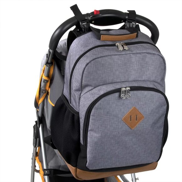 Fisher Price Fastfinder Multipocket Grey Diaper Bag Backpack with Changing Pad A - Picture 2 of 6